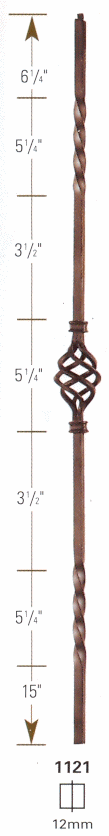 1121 Single Basket, Two Twist Iron Baluster