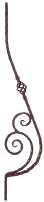 1052 Hammered Belly Iron Baluster with Scroll and Basket