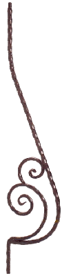 1053 Hammered Belly Iron Baluster with Scroll