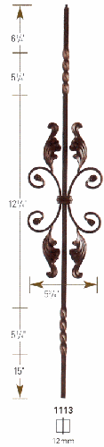 1113 Two Twist Iron Baluster with Fancy Scroll