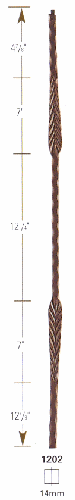 1202 Hammered Split Feather Baluster