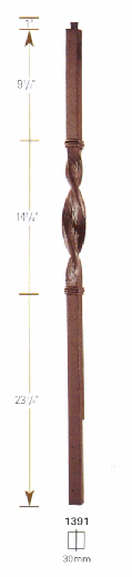 1391 Single Ribbon Iron  Newel Post