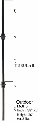 16.8.3 Exterior Tubular Double Knuckle Iron Baluster