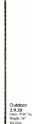 2.9.20 Hammered Plain Bar Exterior Iron Baluster