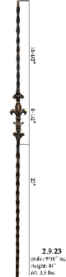 HF2.9.23 Single Knuckle Orleans Iron Baluster