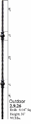 2.9.26 Double Ball Hammered Exterior Iron Baluster