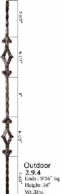 2.9.4 Hammered Exterior Double Diamond Iron Baluster