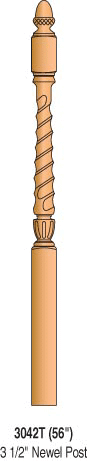 3042T Tist Acorn Top Newel Post
