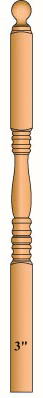 3505BT Hampton Ball Top Landing Newel  Post