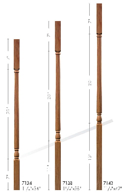 7100 Series Square Top 1-1/4" Colonial Elegant Rise Balusters