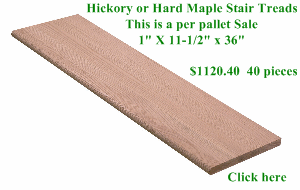 8070 Pallet of 40 36" White Hard Maple or Hickory Stair Treads