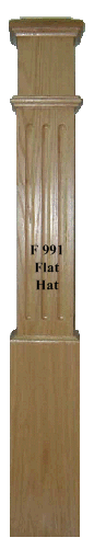 996 Fluted Ranch Boxed Newel Post with Flat Hat