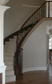 Cherry Staircase with Single and Double Basket Iron Balusters