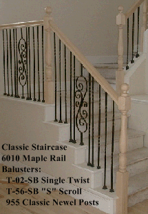 Classic Newels, 6010 Rail, Twist and "S" Scroll Balusters