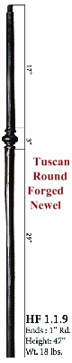 HF1.1.9 Round Tuscan Newel Post with Single Knuckle