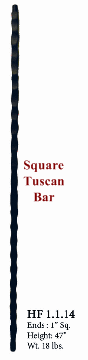 HF1.1.14 Hammered Tuscan Square Iron Newel Post