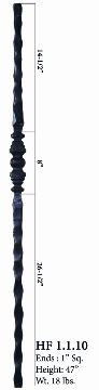 HF1.1.10 1" Square Hammered Bar with Single Bushing