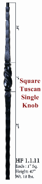 HF1.1.11 Square with Knob Iron Newel Post, Tuscan Series