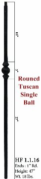 HF1.1.16 Round Single Ball Iron Newel Post