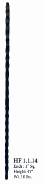HF1.1.14 Tuscan 1" Square  Hammered Bar Iron Newel Post