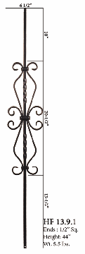 HF13.9.1 Heart Scroll Iron Baluster