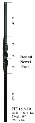 HF16.5.10  Round Plain Iron Newel Post