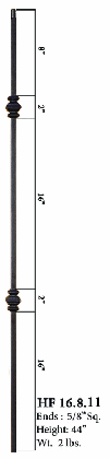 HF16.8.11 5/8" Square Tubular Double Knuckle Baluster