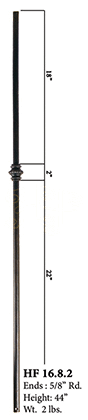HF16_8_2 Single Knuckle 5/8" Round Baluster