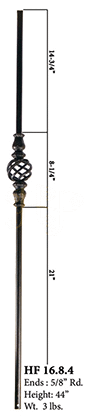 HF16_8_4 Single Basket Double Knuckle 5/8" Tubular Baluster