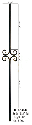 HF16_8_8 Single Diamond 5/8" Tubular Baluster