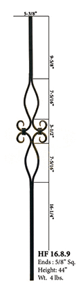 HF16_8_9 Double Diamond 5/8" Tubular Baluster