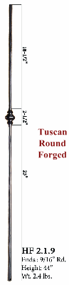 HF2.1.9  Tuscan single knuckle iron baluster