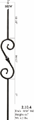 HF2.10.4 Scroll with Knuckle Round Iron Baluster