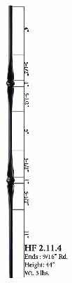 HF2.11.4 Double Knuckle Iron Baluster