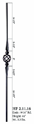HF2.11.16 Basket with Spoons Iron Baluster