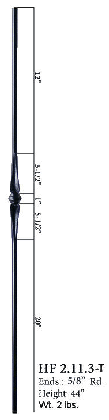 HF2.11.3-T Gothic Round Single Knuckle 5/8" Baluster
