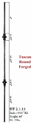 HF2.1.11 Tuscan Round Double knuckle iron baluster