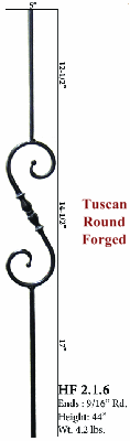 HF2.1.6  5" Round S-Scroll Baluster
