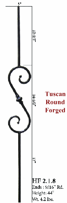 HF2.1.8 5" S-Scroll Round Baluster