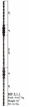 HF2.1.7 Double Knob Round Iron Baluster