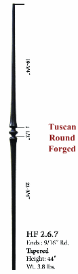 HF2.6.7 Single Knuckle Tapered Iron Baluster