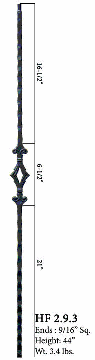 HF2.9.11 14 1/2" X 5" S Scroll Iron Baluster 