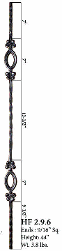 HF2.9.3  Single Diamond Baluster Iron Baluster