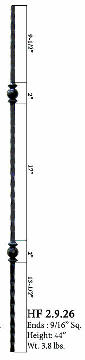 HF2.9.26 Forged Double Ball Iron Baluster