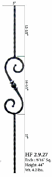 HF2.9.37  Double Knuckle Iron Baluster