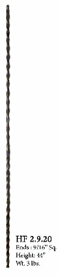 HF2.9.20 Straight Hammered Bar Iron Baluster