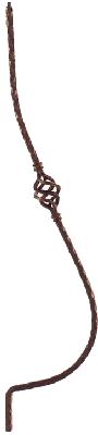 1051  Hammered Belly Iron  Baluster with Basket