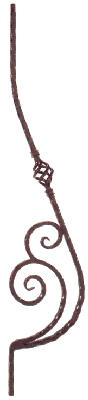 1052 Hammered Belly Iron Baluster with Scroll and Basket