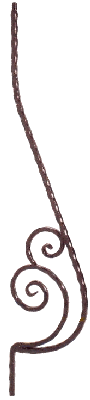 1053 Hammered Belly Iron Baluster with Scroll