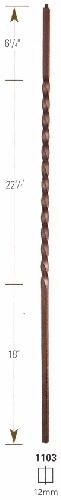 1103 Palermo Long Twisted Iron Baluster